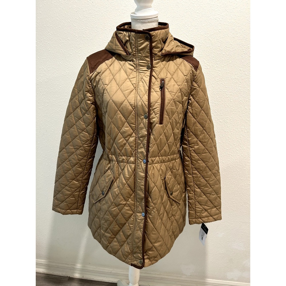 Lauren Ralph Lauren Women's Faux-Leather-Trim Water-Resistant Quilted Jacket XL